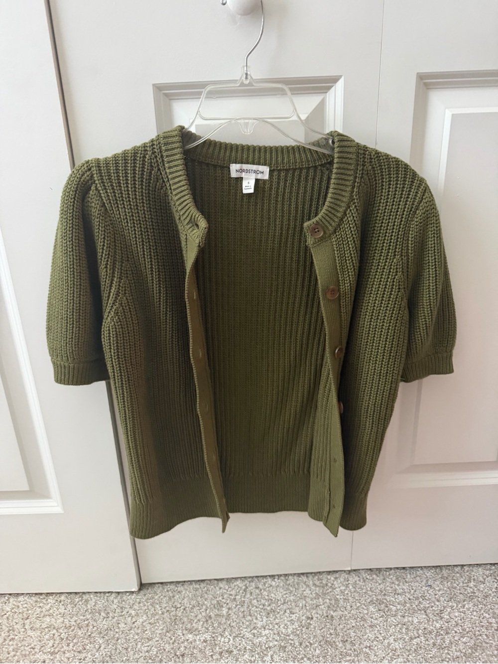 Women’s Nordstrom Knit Cotton and Wool Blend Short Sleeved Cardigan Fisherman - Picture 4 of 6